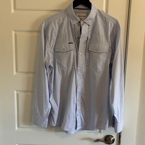 Poncho Light Blue white pearl snap Shirt for Men